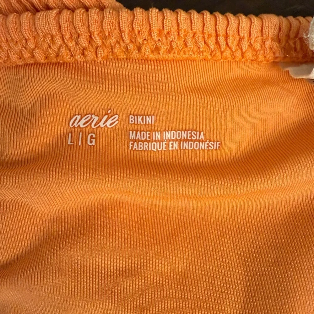 Aerie Ribbed Bikini Bottoms Bright Orange High Cut Swim Size Large